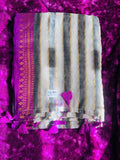 Mulcotton Saree with magenta border and Black stripes-120 count