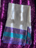Mulcotton Saree - Violet & Green Kanchi border - 120 count