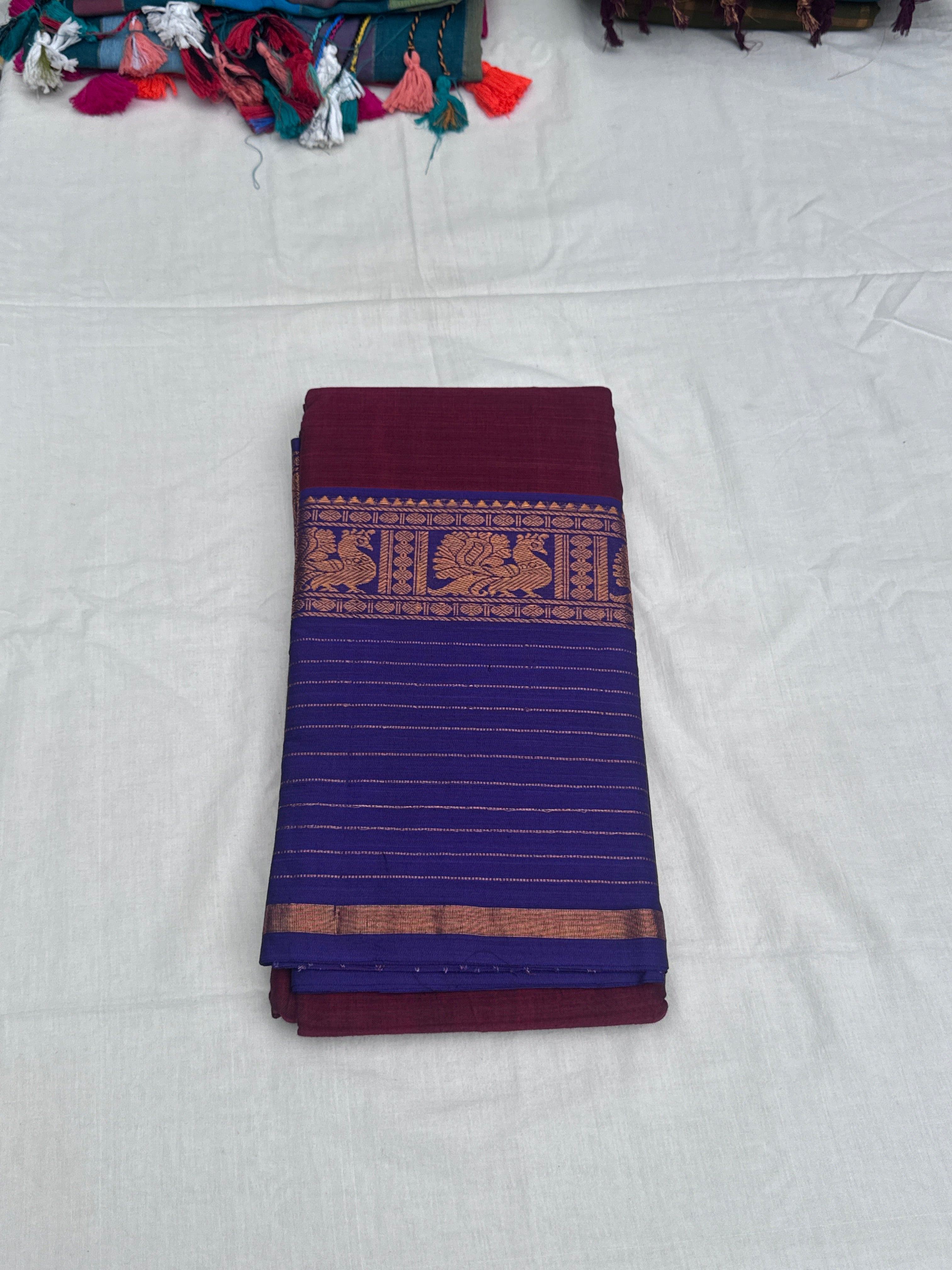 Narayanpet saree maroon and royal blue
